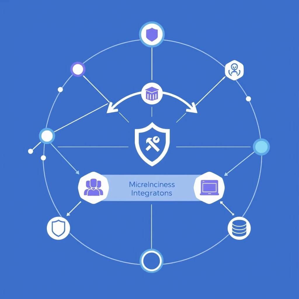 Abstract illustration of systems integrators managing agentic AI operations and recurring services