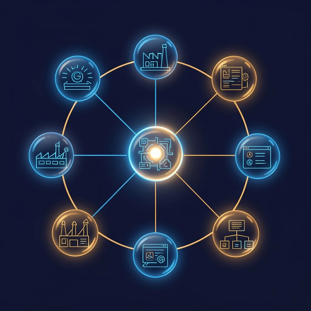 AI agents autonomously executing workflows across enterprise departments including operations, sales, and HR