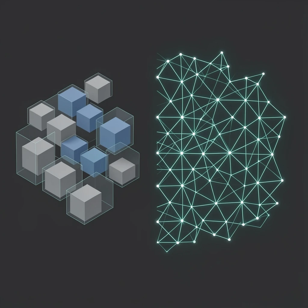 A fragmented enterprise data architecture contrasted with a unified AI platform layer