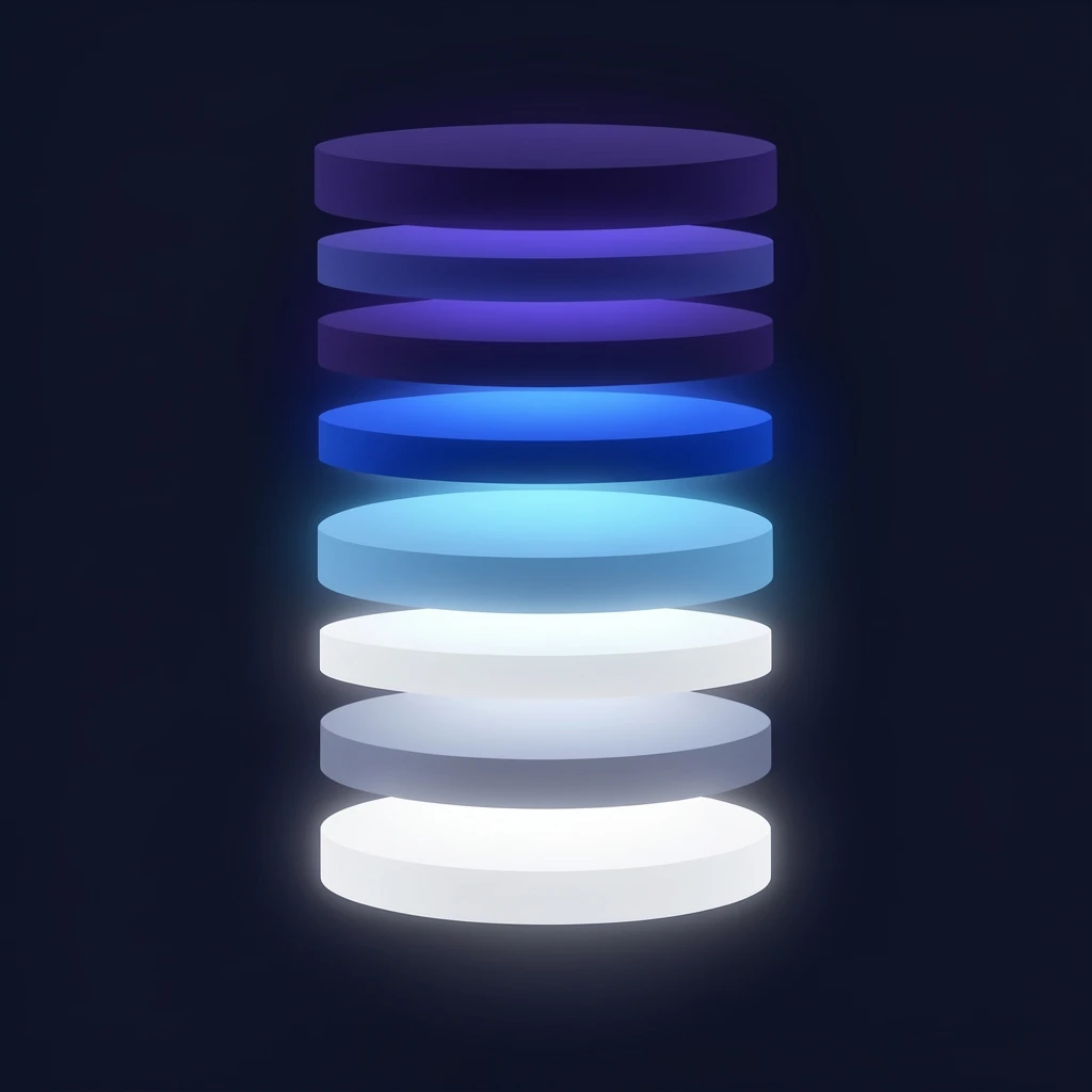 A vertically integrated AI platform visualized as interconnected data layers