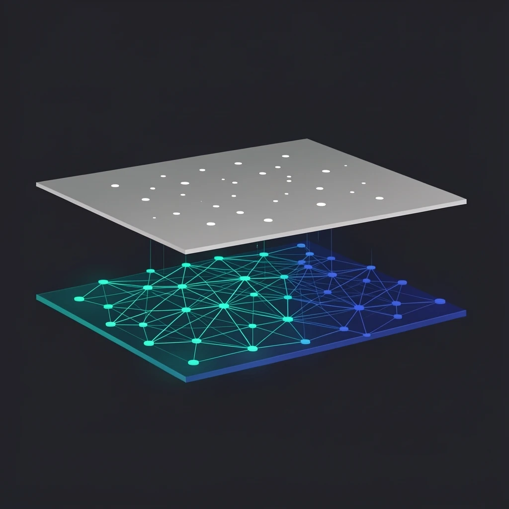 An abstract visualization of shallow versus deep AI workflow layers