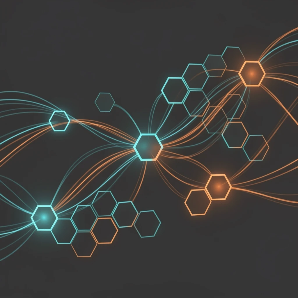 Abstract illustration of multi-step AI agent workflows coordinating across enterprise systems