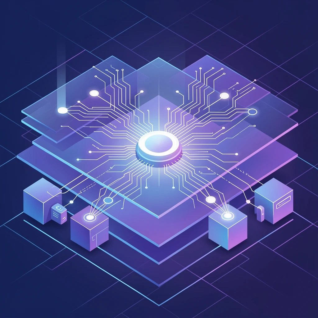 AI orchestration control plane abstract illustration