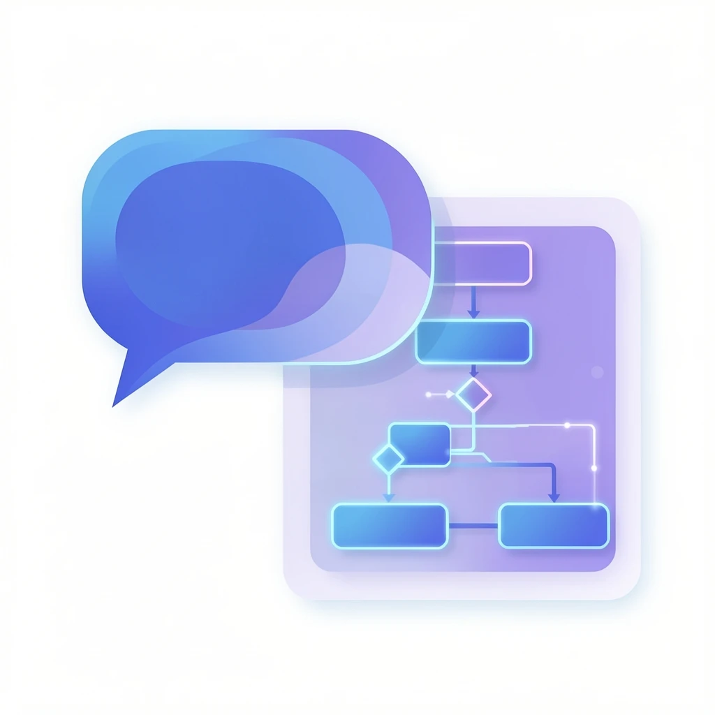 Visual representation of chat evolving into structured automated workflows