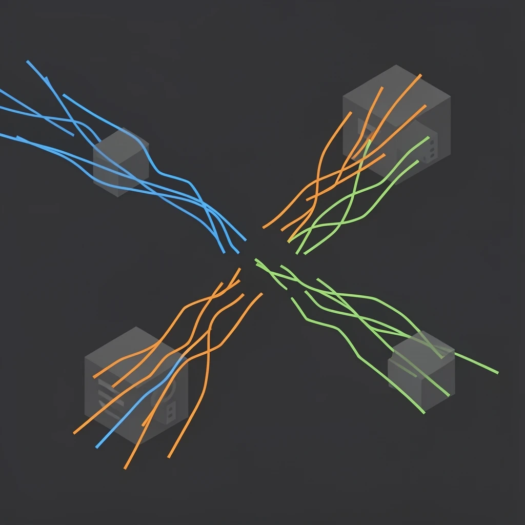 A visual representation of fragmented data signals across disconnected systems