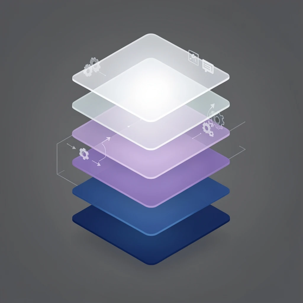 Abstract visualization of a vertically integrated AI and data stack with layered architecture