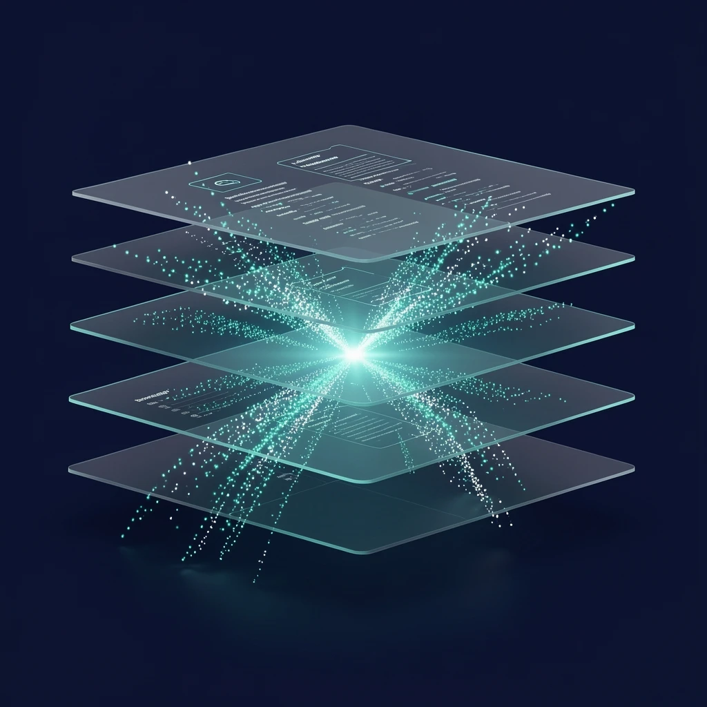 A visual representation of contract data flowing between connected
enterprise
systems