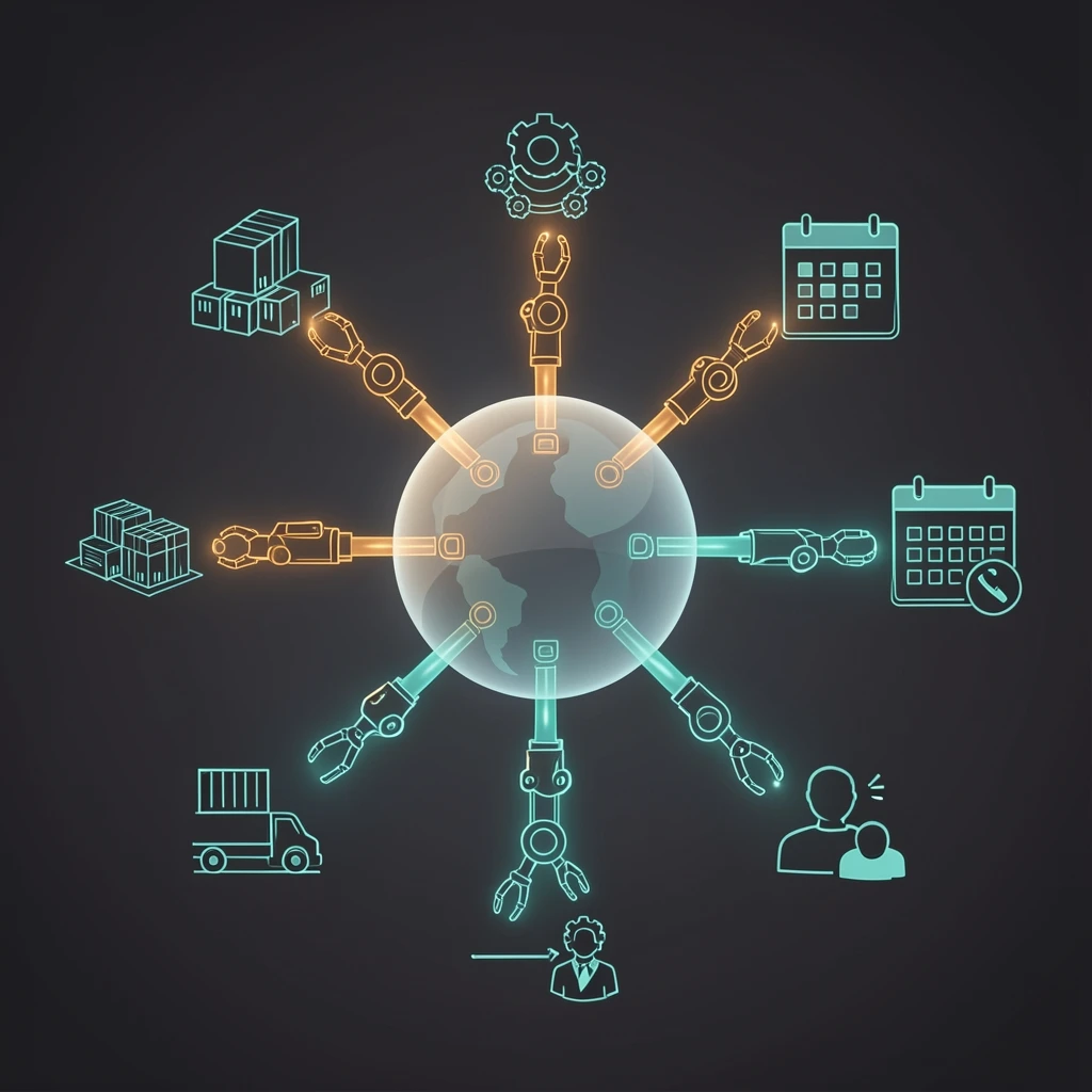 Agentic AI autonomously managing enterprise workflows and operations