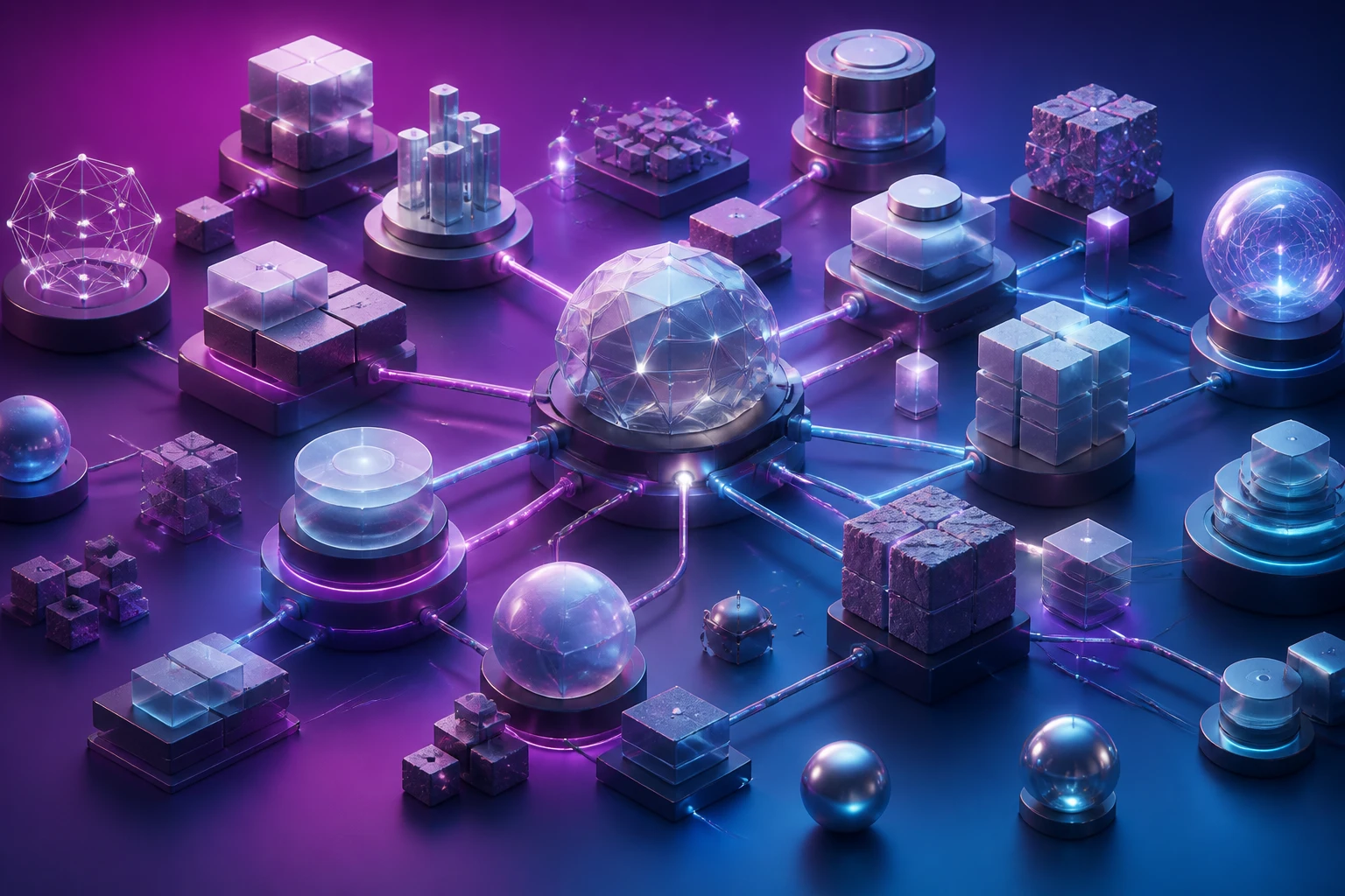 A sprawling network of interconnected data nodes and pipelines representing a heterogeneous enterprise data ecosystem